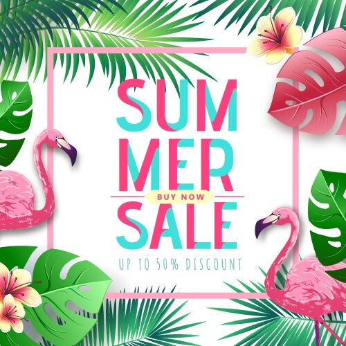 Summer big sale typography poster with flamingo Vector Image