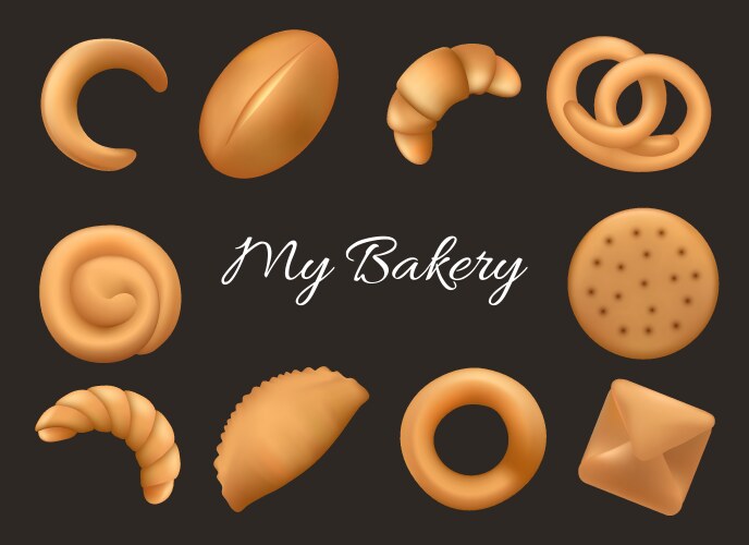 3d croissant bakery Royalty Free Vector Image - VectorStock