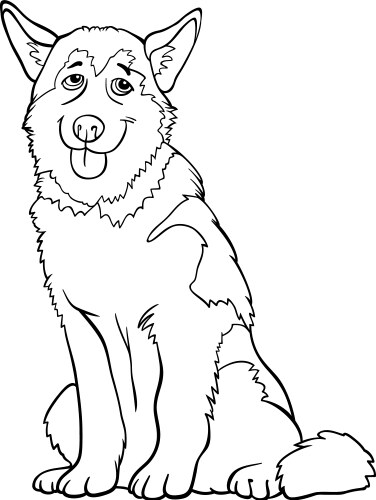 husky or malamute dog cartoon for coloring vector image vector image