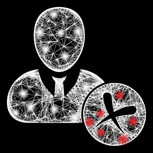 Network remove user mesh with bright flash nodes vector image