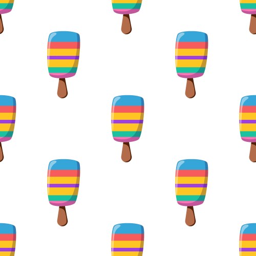 Seamless pattern of striped ice cream on a stick vector image