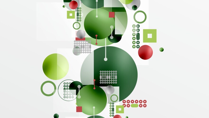 Abstract composition circles squares lines create vector image
