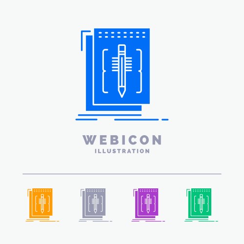 Code edit editor language program 5 color glyph vector image