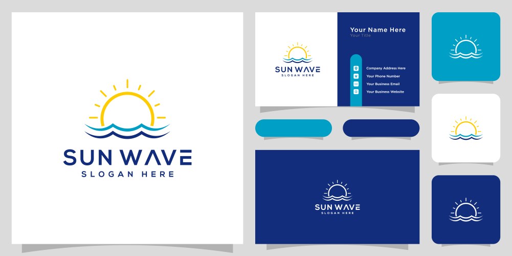 Sun beach logo design premium Vector Image