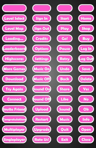 Set of text game buttons in flat style vector image