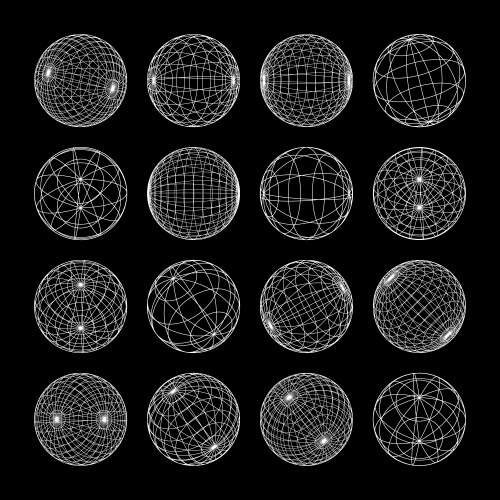 Wireframe shapes lined sphere perspective mesh vector image