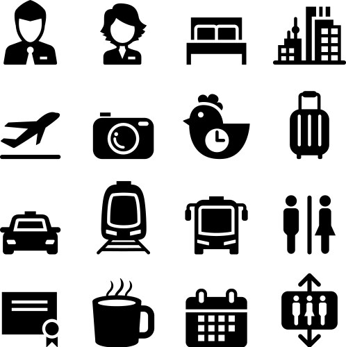 Hotel and travel icon set Royalty Free Vector Image