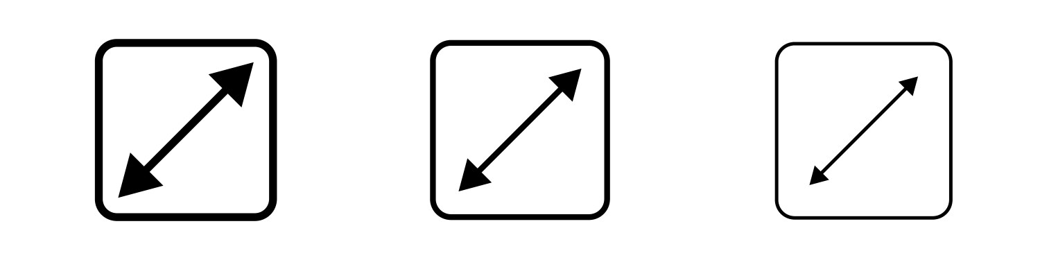 Expand icons in three different stroke lines vector image