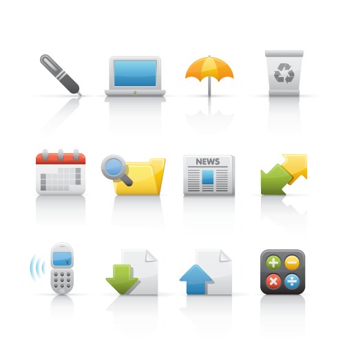 Icon set office and business vector image