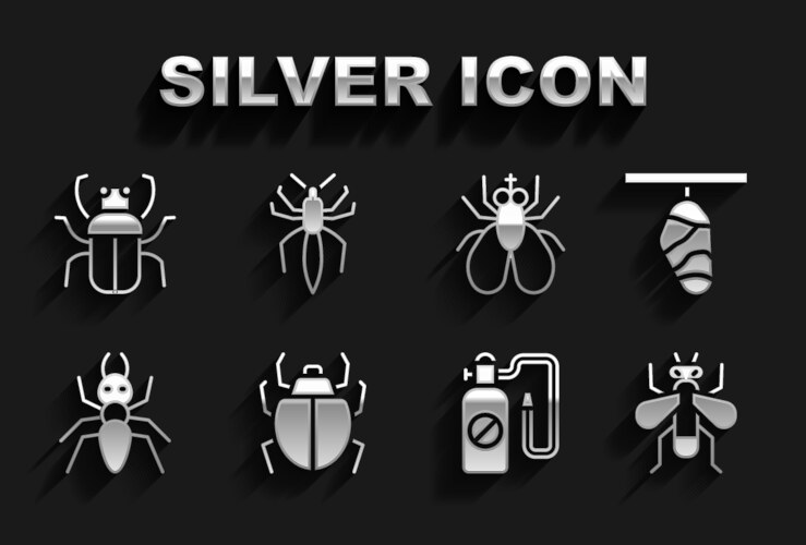 Set mite butterfly cocoon insect pressure Vector Image