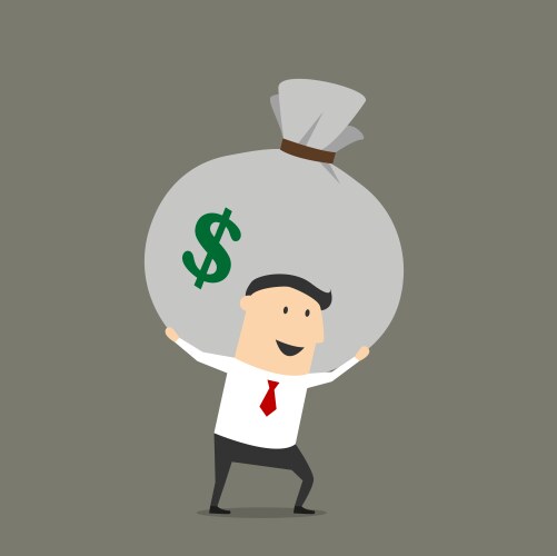 Businessman with money bag cartoon character vector image