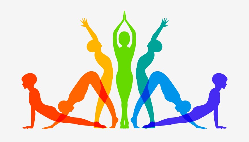 Colorful Yoga Silhouette Vector Image