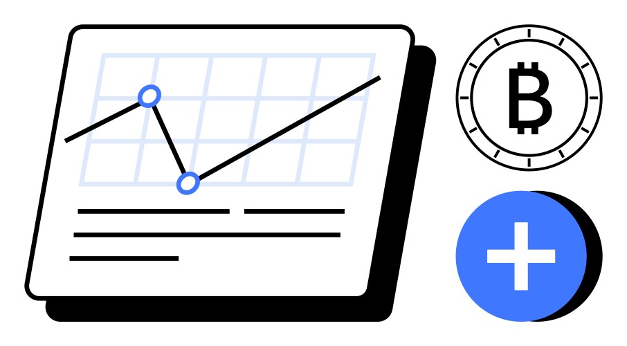Line graph with bitcoin symbol and add icon vektorbild