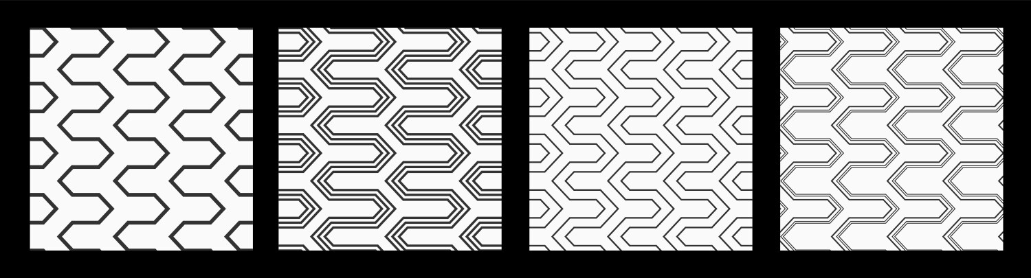Set of four abstract seamless patterns hexagonal vector image