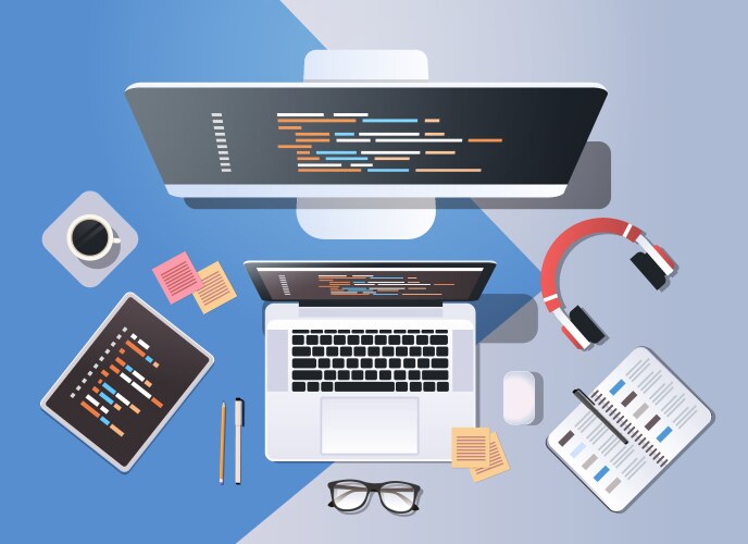 Web site design development program coding concept vektorbild
