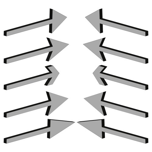 Arrow icons set directional pointer shapes vector image