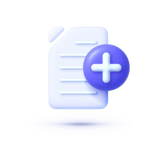 File plus 3d design element button for mobile vector image