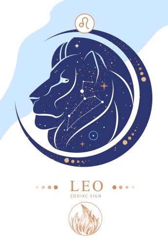 magic card with astrology leo zodiac sign vector image