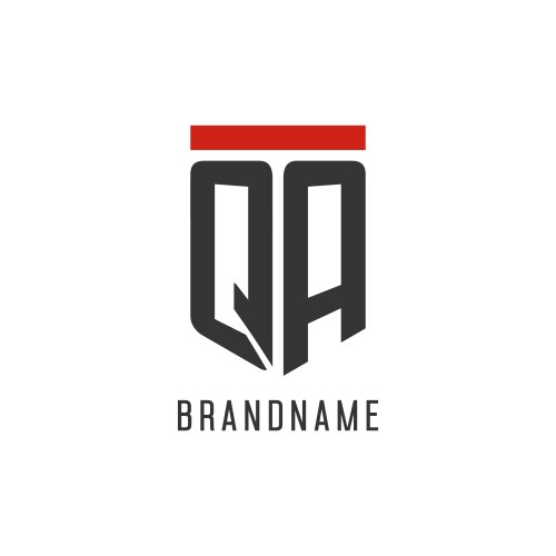Qa initial esport logo with simple shield design vector image