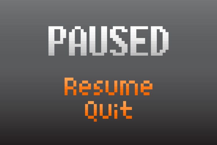 8-bit pixel text game pause menu background icon vector image