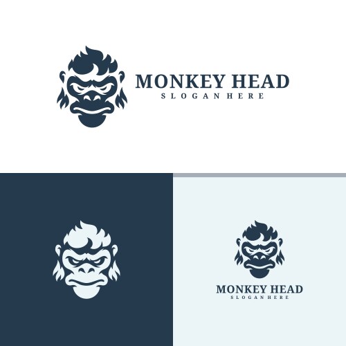 Monkey head logo design angry Royalty Free Vector Image