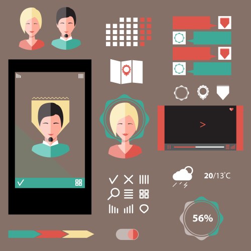 Set of various elements interface projects vector image