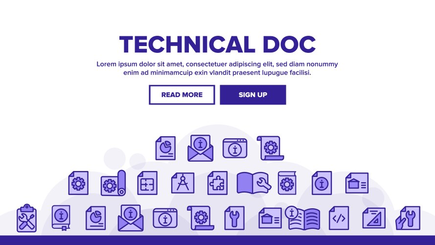 Technical documentation thin line icons set vector image