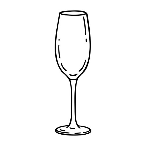 Hand-Drawn Wine Glass Outline Vector Image