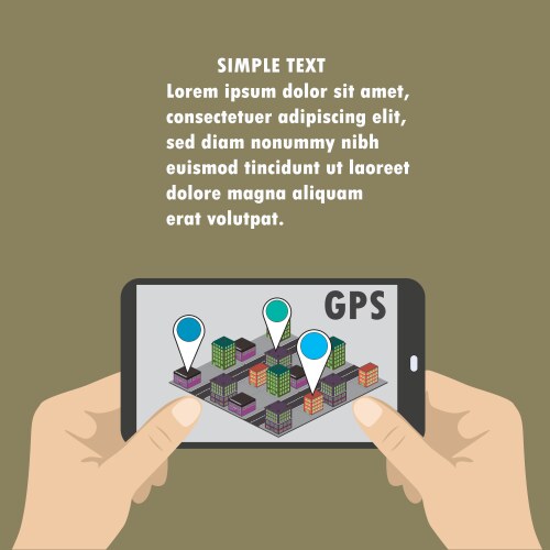 Mobile navigation gps with map pointers vector image
