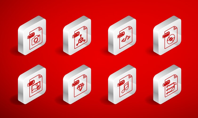 Set line m3u file document obj html wma wav vector image