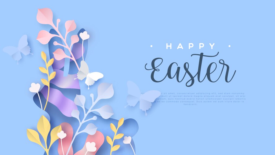 Spring Easter Paper Cut Template Vector Image
