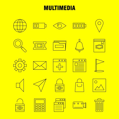 Multimedia line icon for web print and mobile vector image