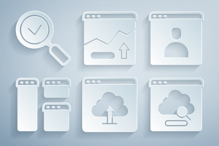 Set cloud upload create account screen browser vector image