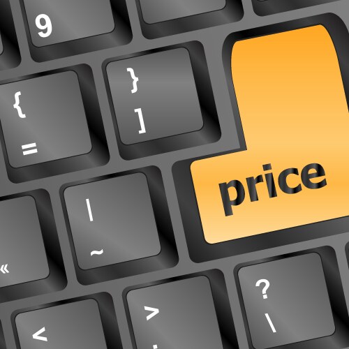 Computer keyboard with word price button or key vektorbild