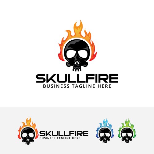 Skull Fire Logo - Intense Flame Vector Image