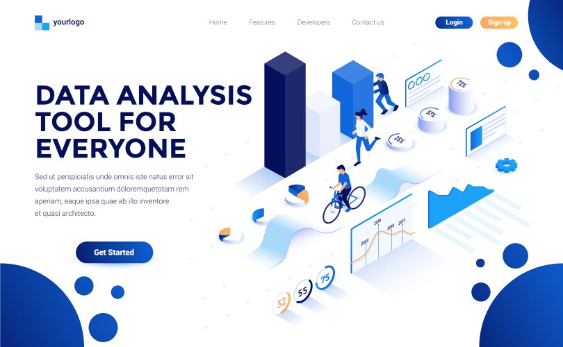 Big data isometric poster Royalty Free Vector Image