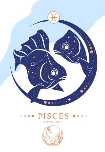 magic card with astrology pisces zodiac sign vector image