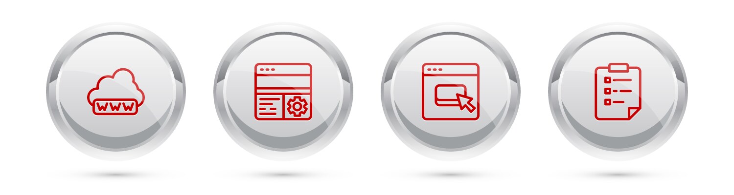 Set line web development debugging browser files vector image