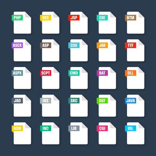 common system file formats document types vector image