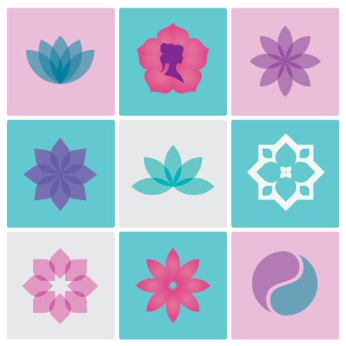 Spa flowers logo design elements Royalty Free Vector Image