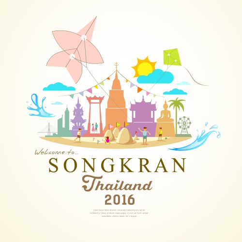 songkran festival period of april thailand vector