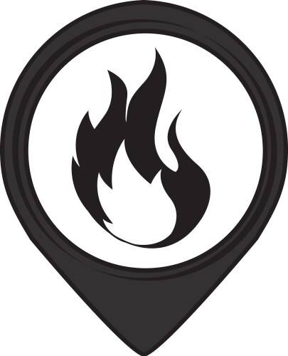 Fire pin pointer caution signal icon vector image