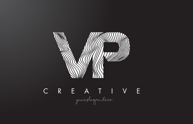Vp v p letter logo with zebra lines texture Vector Image