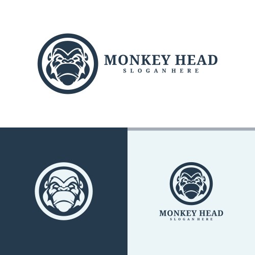 Monkey head logo design angry Royalty Free Vector Image