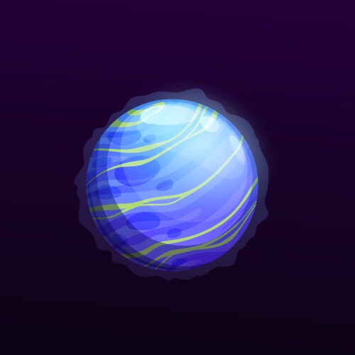 mysterious blue space planet game ui cartoon icon vector image