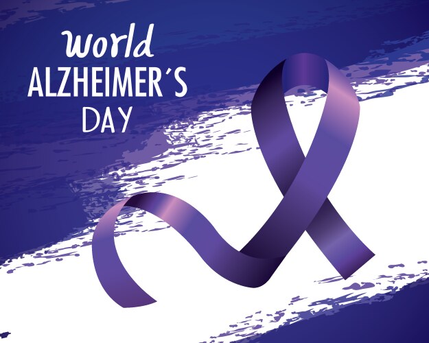World alzheimer day with purple ribbon Vector Image