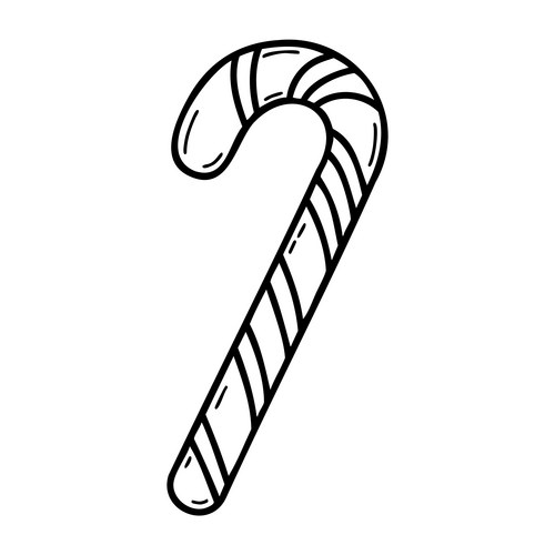 Candy Cane Outline Drawing Vector Image