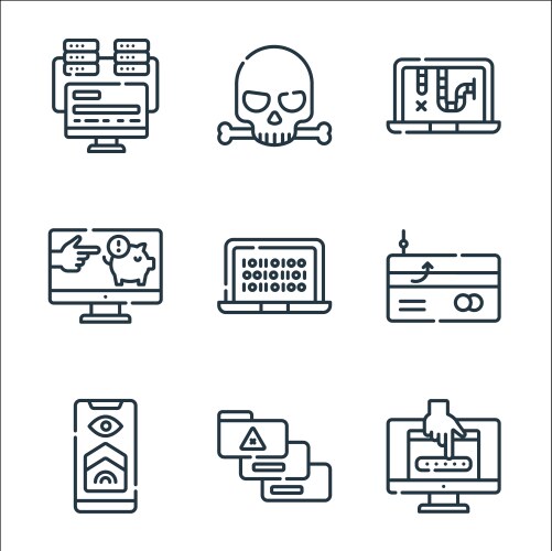 Hacker line icons linear set quality vektorbild