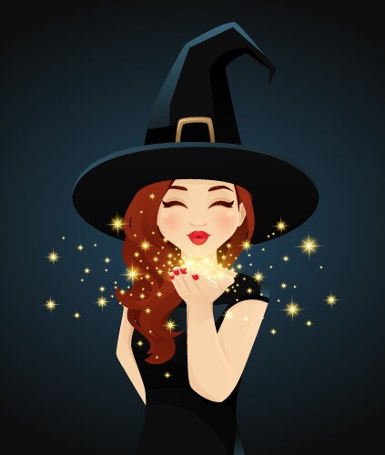 Halloween Witch Blowing Kiss Vector Image