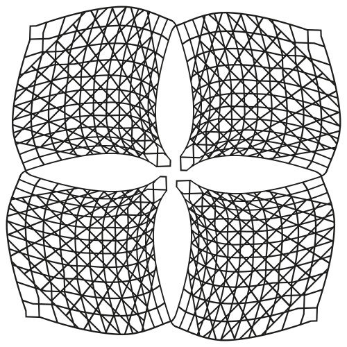 Intersecting curve pattern webbed structure form vector image